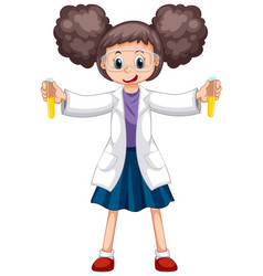 Boy in white coat holding beaker Royalty Free Vector Image