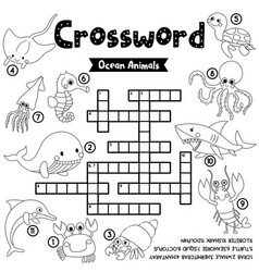 Crossword puzzle farm animals coloring version Vector Image