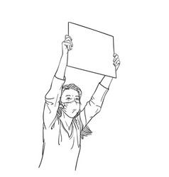 Girl Holding Sign Sketch Vector Images Over 680