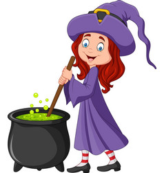 Cartoon witch preparing potion Royalty Free Vector Image