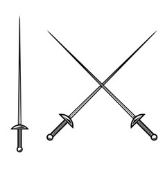 Crossed fencing swords on white background Vector Image