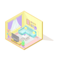 Isometric low poly cutaway interior Royalty Free Vector