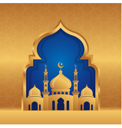 Islamic background design with mosque silhouette Vector Image