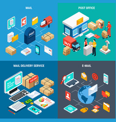 Mail isometric flowchart Royalty Free Vector Image
