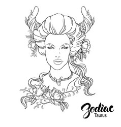 Taurus zodiac sign coloring book for adults Vector Image