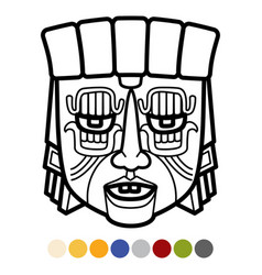 Mexican indian aztec masks coloring page Vector Image