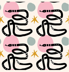 Cartoon boho snakes seamless pattern Royalty Free Vector