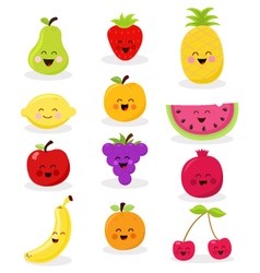 Cute fruits cartoon clipart Royalty Free Vector Image