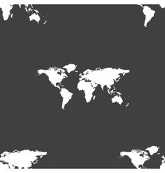 World Map Web Icon Flat Design Seamless Gray Vector Image