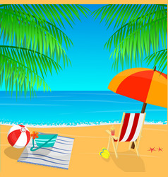 Beach with palms sand Royalty Free Vector Image