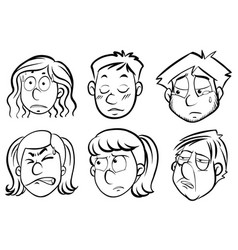 Six set of human face with different emotions Vector Image