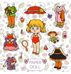 Black and white set paper doll and clothes Vector Image