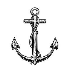 Hand-drawn ship anchor and rope vintage sketch Vector Image