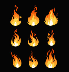 Set fire flames Royalty Free Vector Image - VectorStock