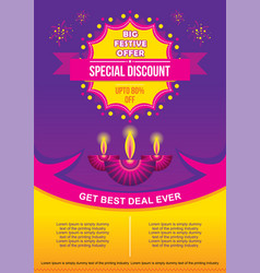 Happy diwali poster design using diya Royalty Free Vector