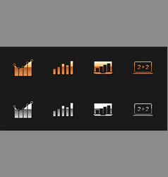 Set laptop with graph chart graph schedule Vector Image