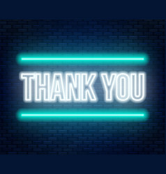 Neon lettering thank you on a dark background Vector Image