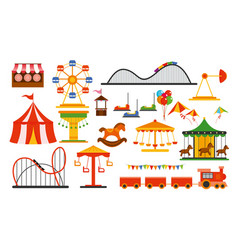 Amusement park flat elements isolated on Vector Image