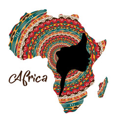 Concept of african woman africa map silhouette Vector Image