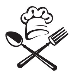 Spoon fork and chef hat Royalty Free Vector Image