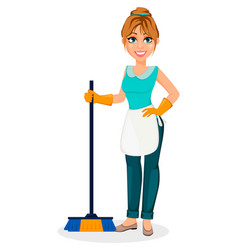 Happy housewife cheerful mother Royalty Free Vector Image