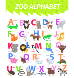 Children abc with cute animals cartoon flat Vector Image