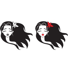 Profile woman with wavy hair Royalty Free Vector Image