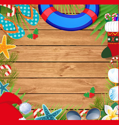 Christmas beach frame with copy space Royalty Free Vector