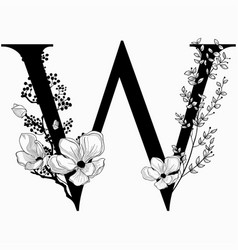 Hand drawn floral uppercase t monogram and Vector Image