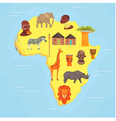 Papercut africa continent map with animals Vector Image