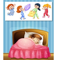 Girls in pajamas at slumber party Royalty Free Vector Image