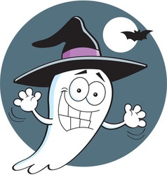 Cartoon ghost wearing a witch hat Royalty Free Vector Image