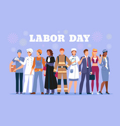 Labour day professional workers group happy Vector Image