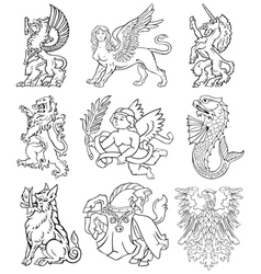 Heraldic sea monsters Royalty Free Vector Image