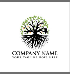 Abstract vibrant tree logo design root Royalty Free Vector