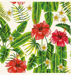 Hibiscus leaves seamless tropical pattern Vector Image