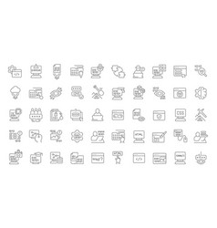 Coding and programming line art thin icons Vector Image