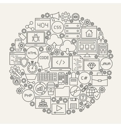 Programming Line Icons Circle Royalty Free Vector Image