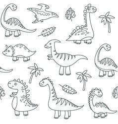 Outline dinosaurs cute baby dino funny monsters Vector Image