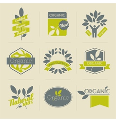 Natural organic product labels and emblems Vector Image