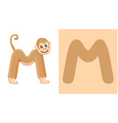 Letter m is for monkey cartoon alphabet Royalty Free Vector