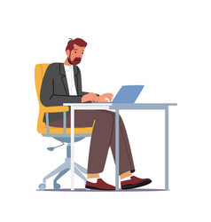 Man or businessman sitting behind desk thinking Vector Image