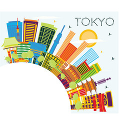 Tokyo japan city skyline with color buildings Vector Image