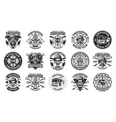 Firefighters set four isolated emblems Royalty Free Vector