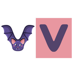 V is for vampire bat letter v vampire bat cute Vector Image