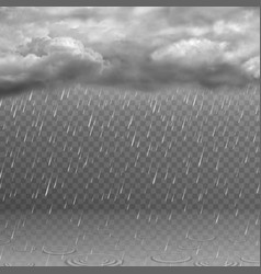 Realistic clouds with lightning on transparent vector image
