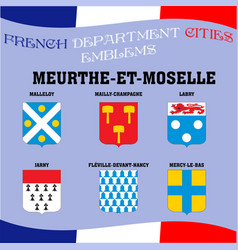 Flags and emblems of french department cities Vector Image