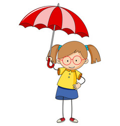 Cute little girl holding umbrella Royalty Free Vector Image