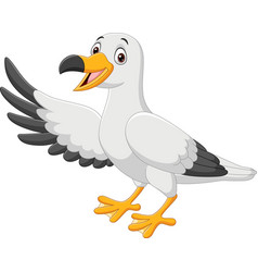 Cartoon cute bird albatross standing on a rock Vector Image