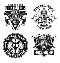 Firefighters set four isolated emblems Royalty Free Vector